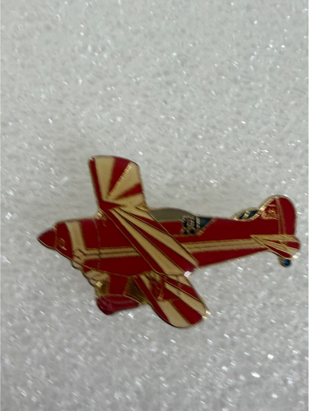 Vintage Red and Gold Airplane Enamel Pin